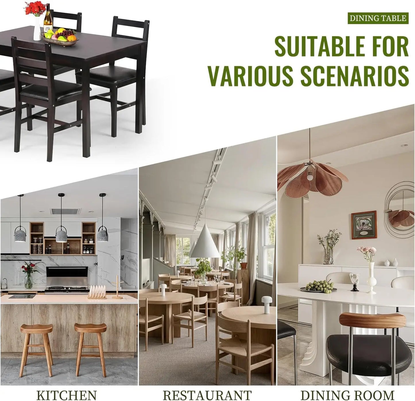 Bestseller Small Space Pine Wood Kitchen Table and Four Chairs