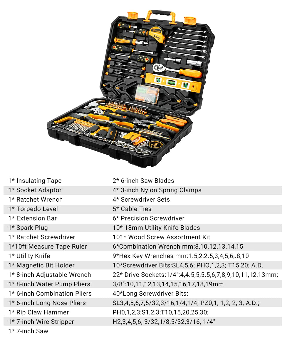 DEKO 228 Piece Auto Repair Tool and Hand Tool Kit