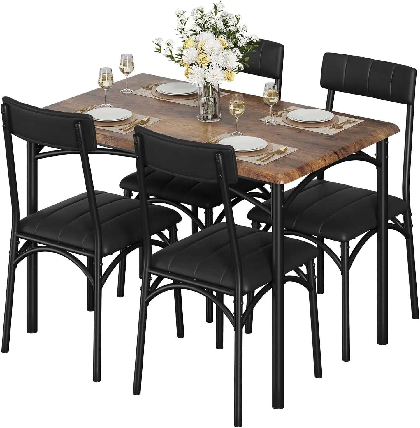 5-Piece Farmhouse Dining Room Furniture Set for Small Spaces