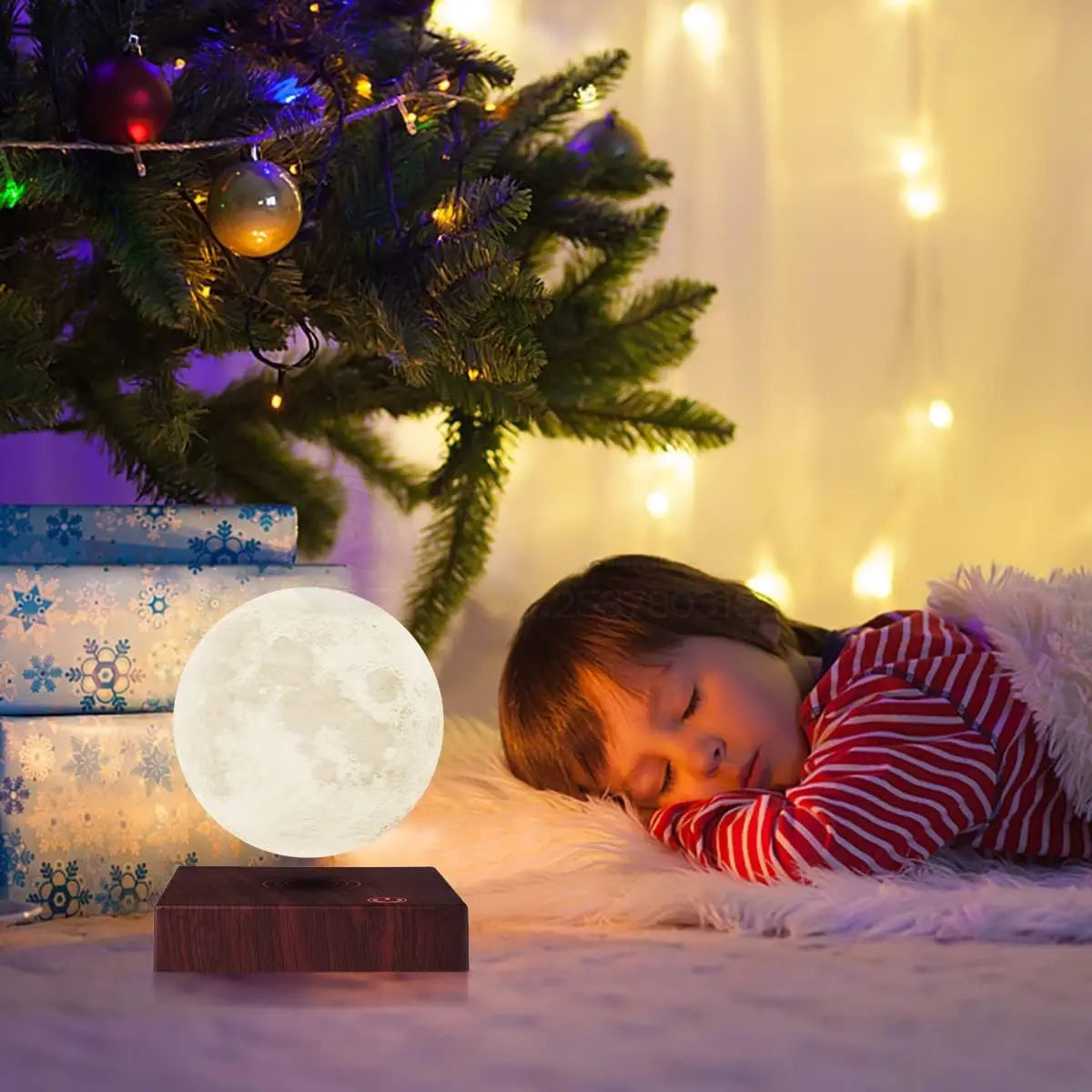 LED Magnetic Floating Moon Lamp with Wooden Base