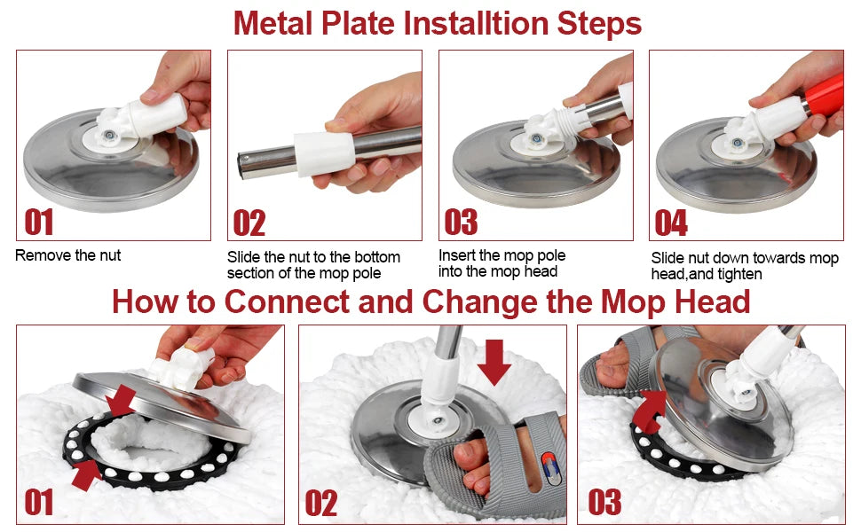 360° Spin Mop Bucket Sets with Wring System