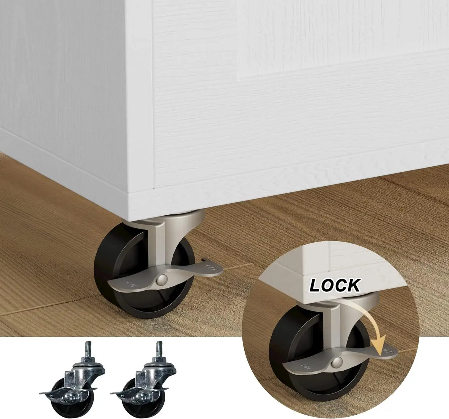 IRONCK Rolling Kitchen Island Table on Wheels with Drop Leaf and Storage Cabinet