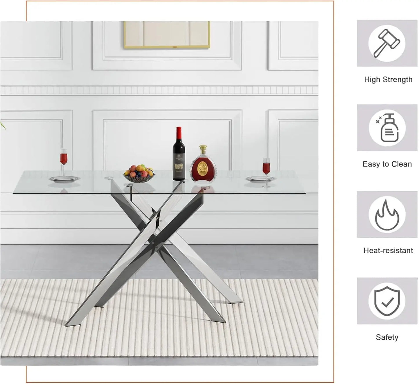 Rectangle Glass Dining Table