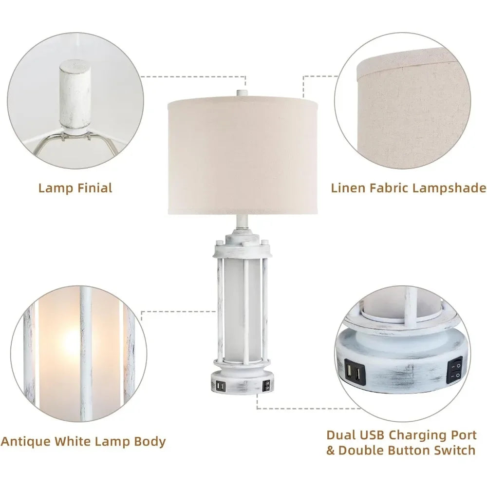 25" Rustic Table Lamps Set Of 2