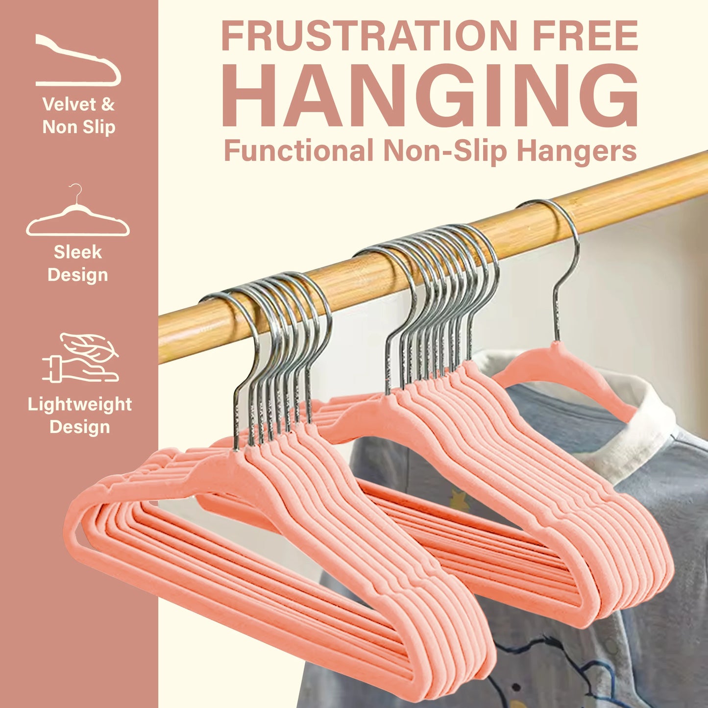 Lux Decor Velvet Hangers 30 or 50 Pack – with 360° Swivel Hook