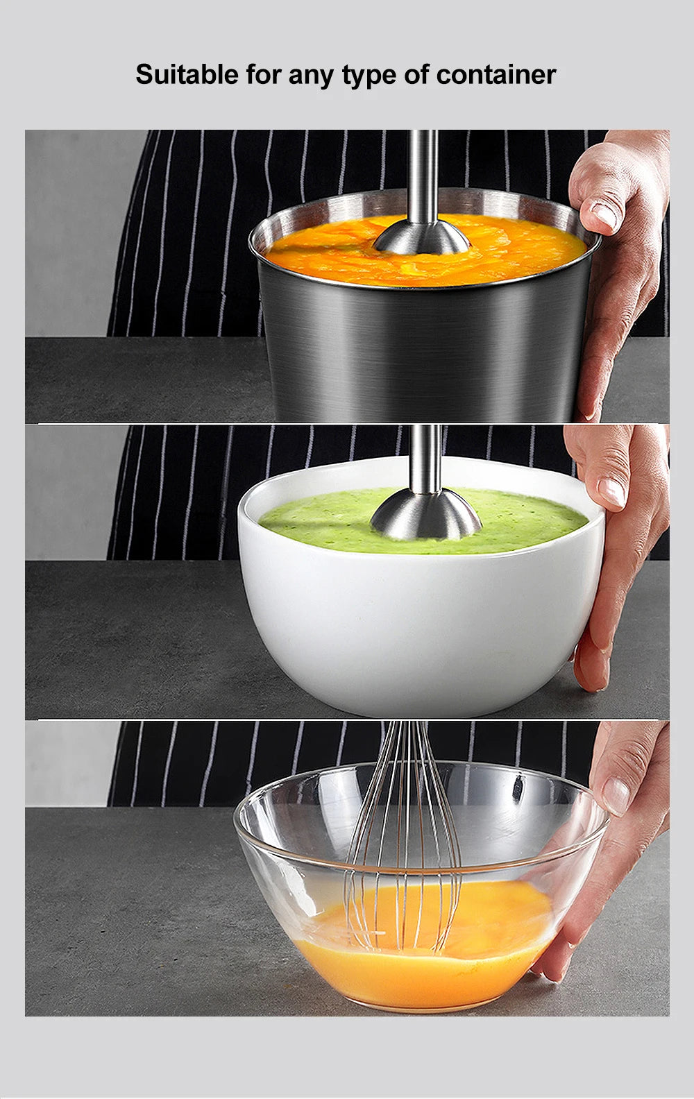 BioloMix 4 in 1 High Power 1200W Immersion Hand Stick Blender Stainless Steel Ice Blades
