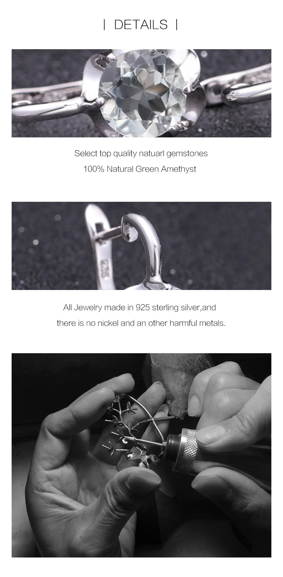 GEM'S BALLET 925 Sterling Silver and Natural Gem Earrings