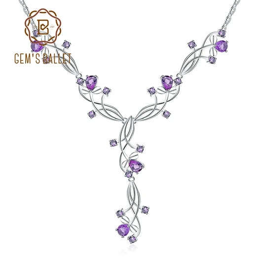 GEM'S BALLET 6.39 Ct Natural Gemstone Necklace 925 Sterling Silver 17 Inch/45cm