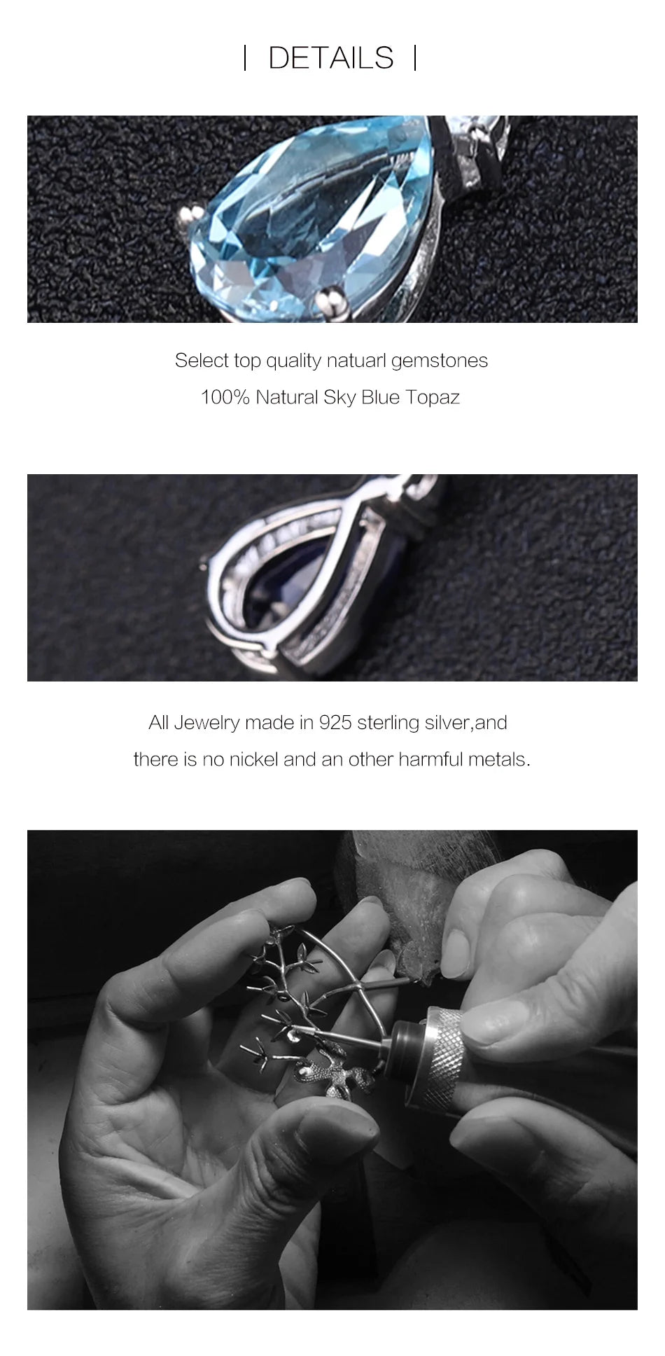 GEM'S BALLET Natural Gemstone 925 Sterling Silver Pendant