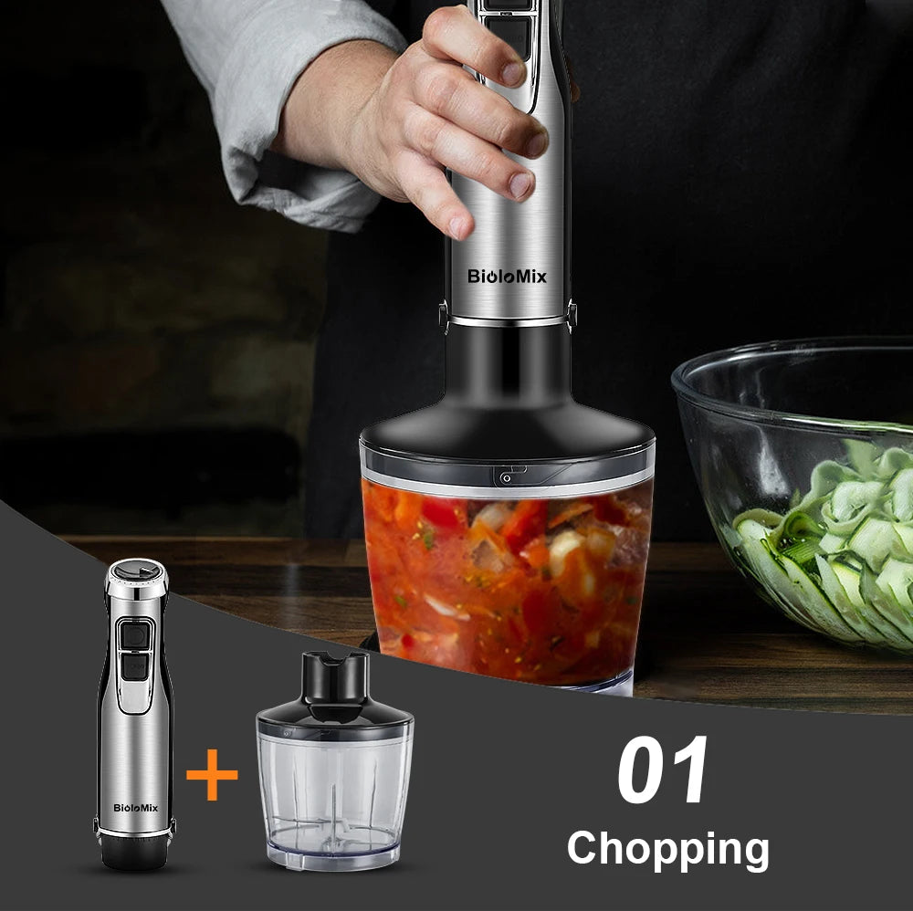 BioloMix 4 in 1 High Power 1200W Immersion Hand Stick Blender Stainless Steel Ice Blades