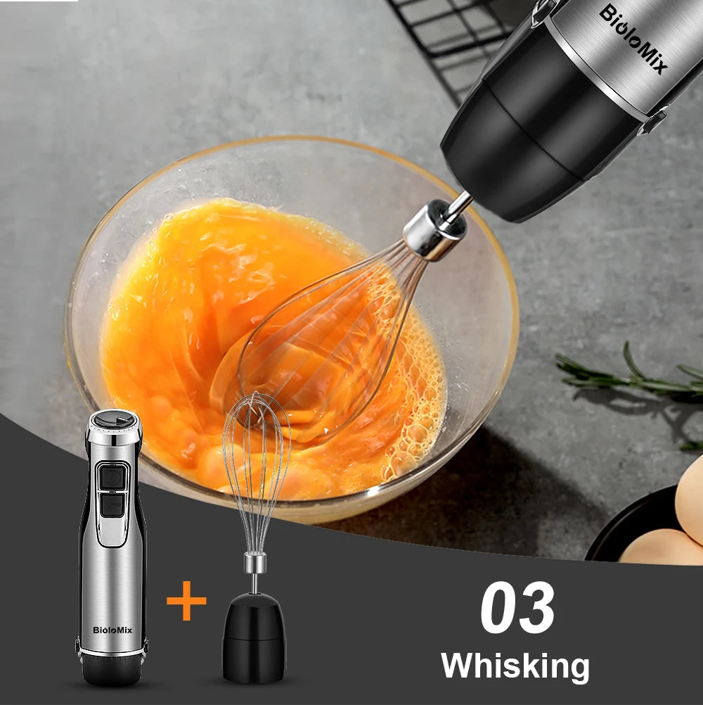 BioloMix 4 in 1 High Power 1200W Immersion Hand Stick Blender Stainless Steel Ice Blades