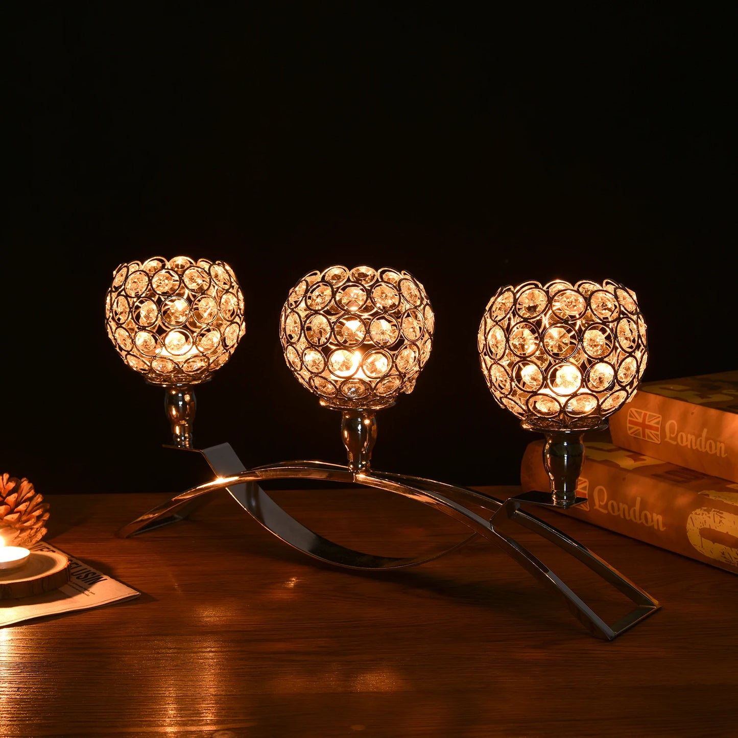 Crystal Table Candelabra Centerpiece DiningRoom