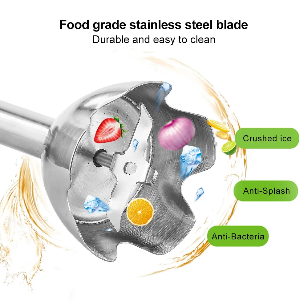 BioloMix 4 in 1 High Power 1200W Immersion Hand Stick Blender Stainless Steel Ice Blades