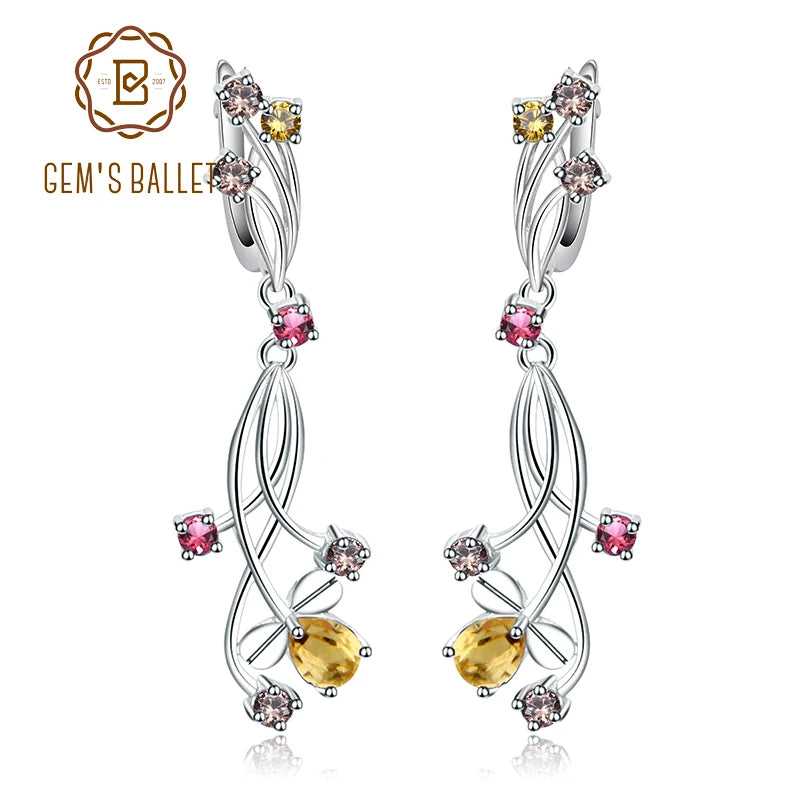 GEM'S BALLET Natural Gems Drop Earrings