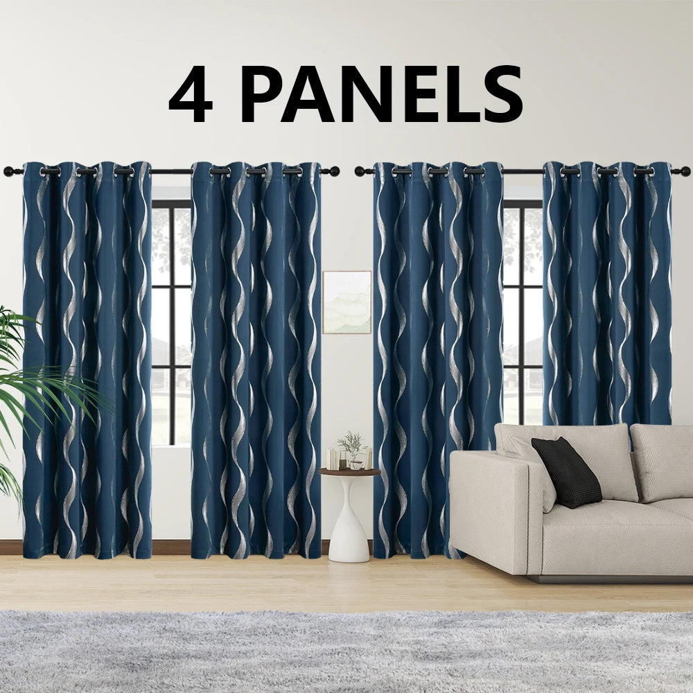 4 Piece Blackout Thermal Grommet Curtains