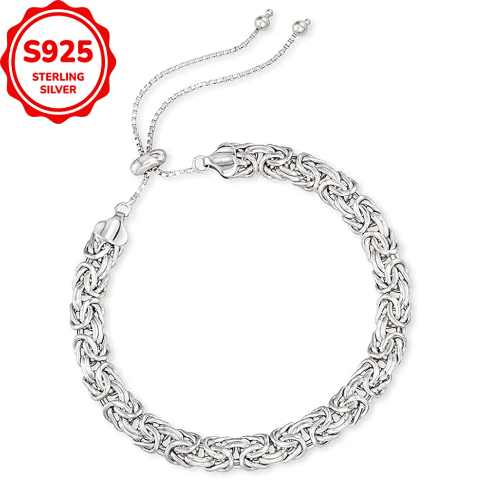 Byzantine Emperor Chain Bracelet 925 Sterling Silver Adjustable