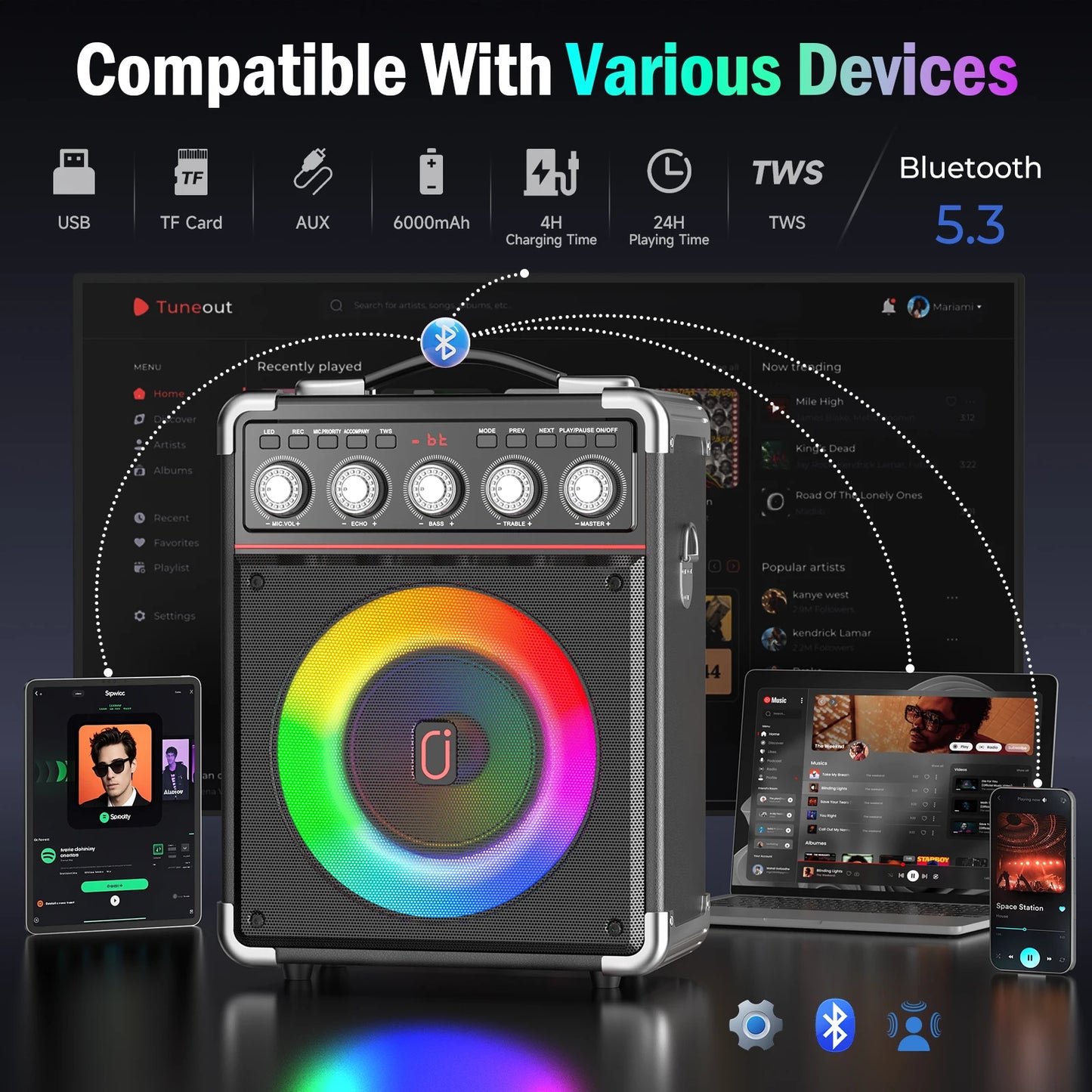 FanFun Karaoke Speaker with 2 Microphones