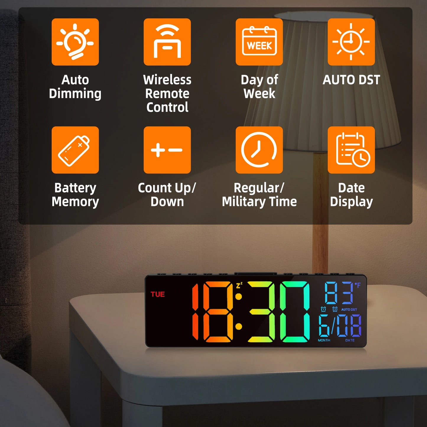 10.5" Digital LED Wall Clock