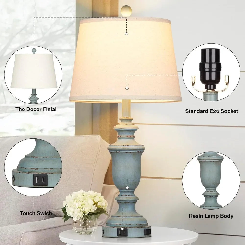 25.6" Coastal Table Lamps Set Of 2