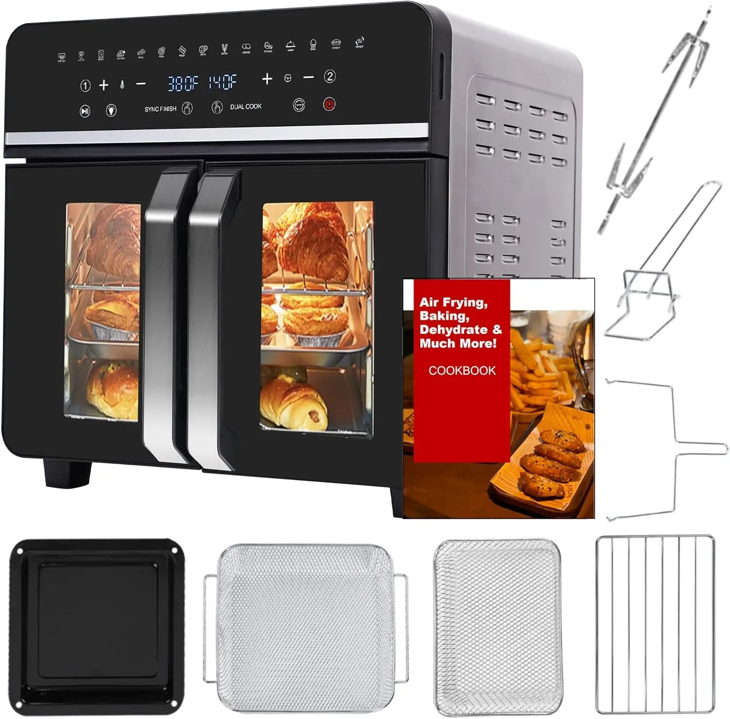 24Qt Large Air Fryer Toaster Oven -13 Accessories & Cookbook