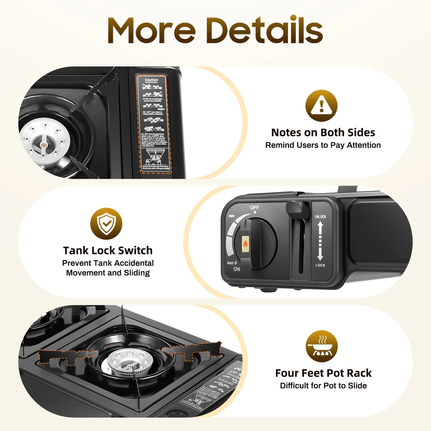 2500W Portable Camping Stove With 2 Burners And Baking Tray