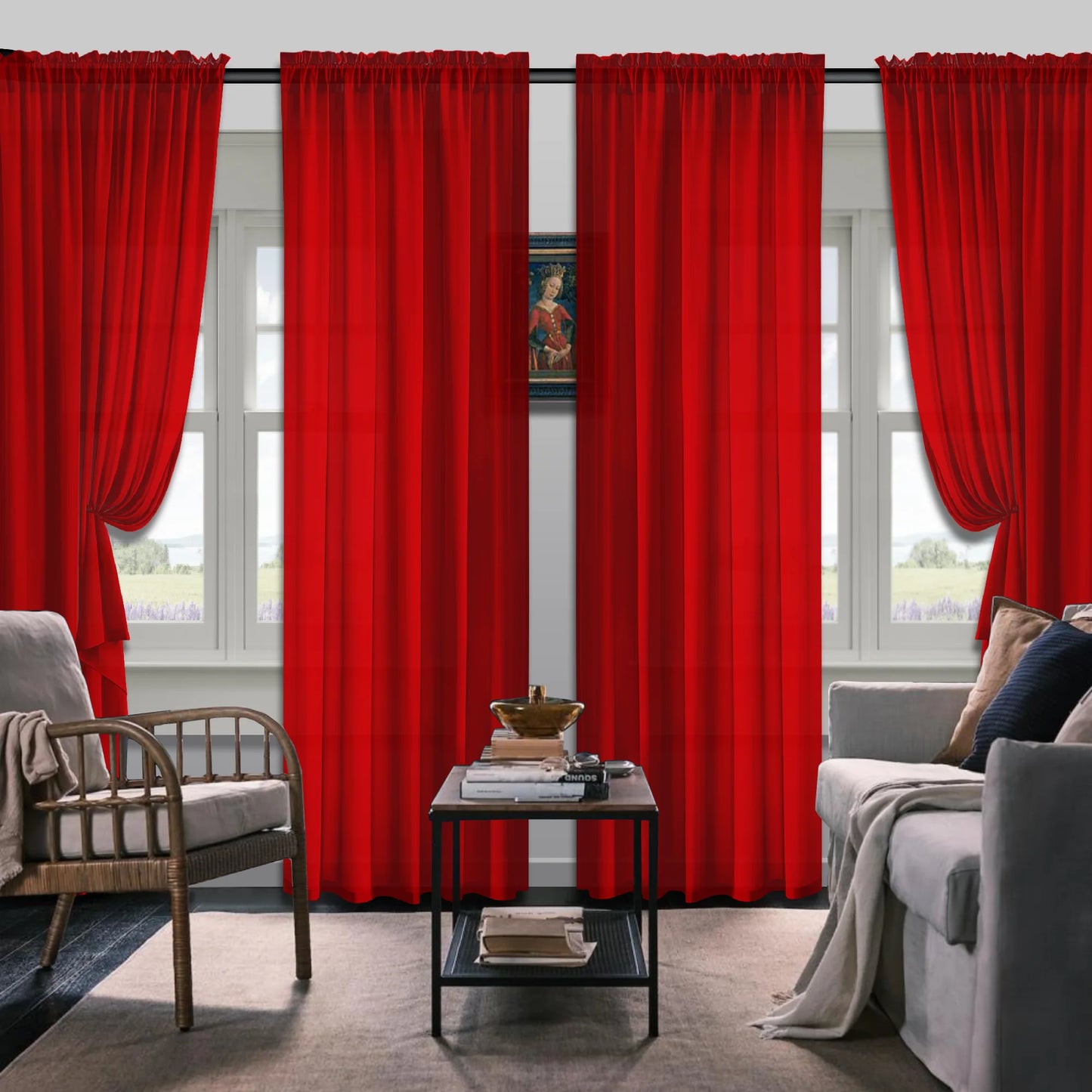 Set Of 4 Simple Rod Pocket Blackout Curtain Panels