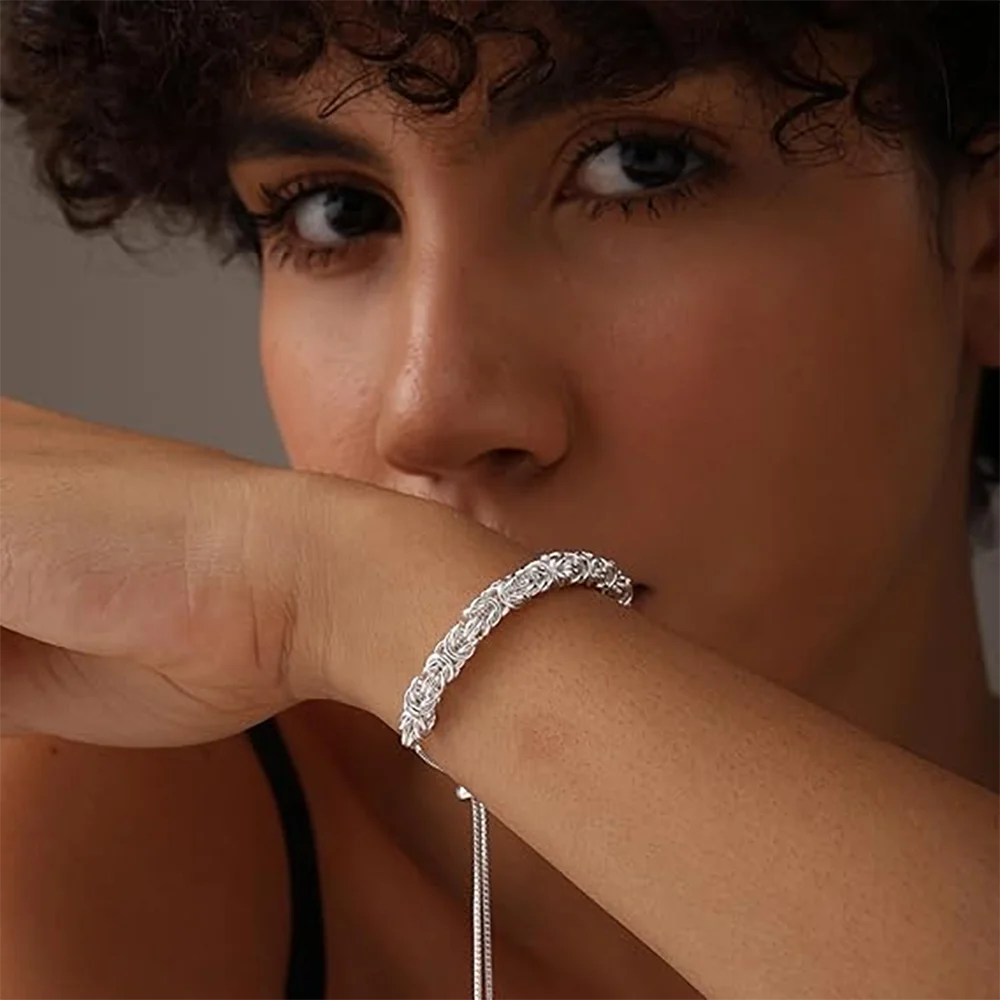Byzantine Emperor Chain Bracelet 925 Sterling Silver Adjustable