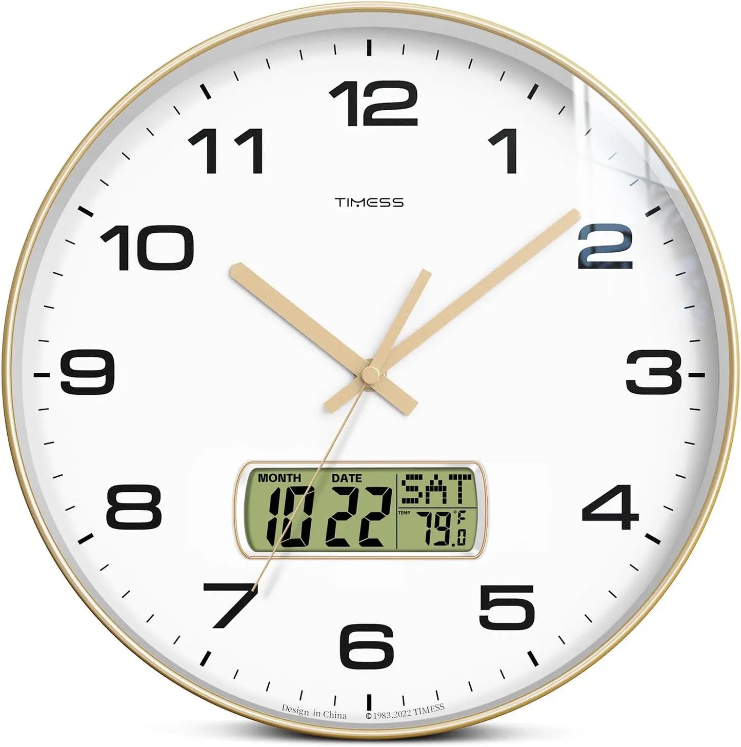 TIMESS Calendar Wall Clock 3 Sizes 4 Colors
