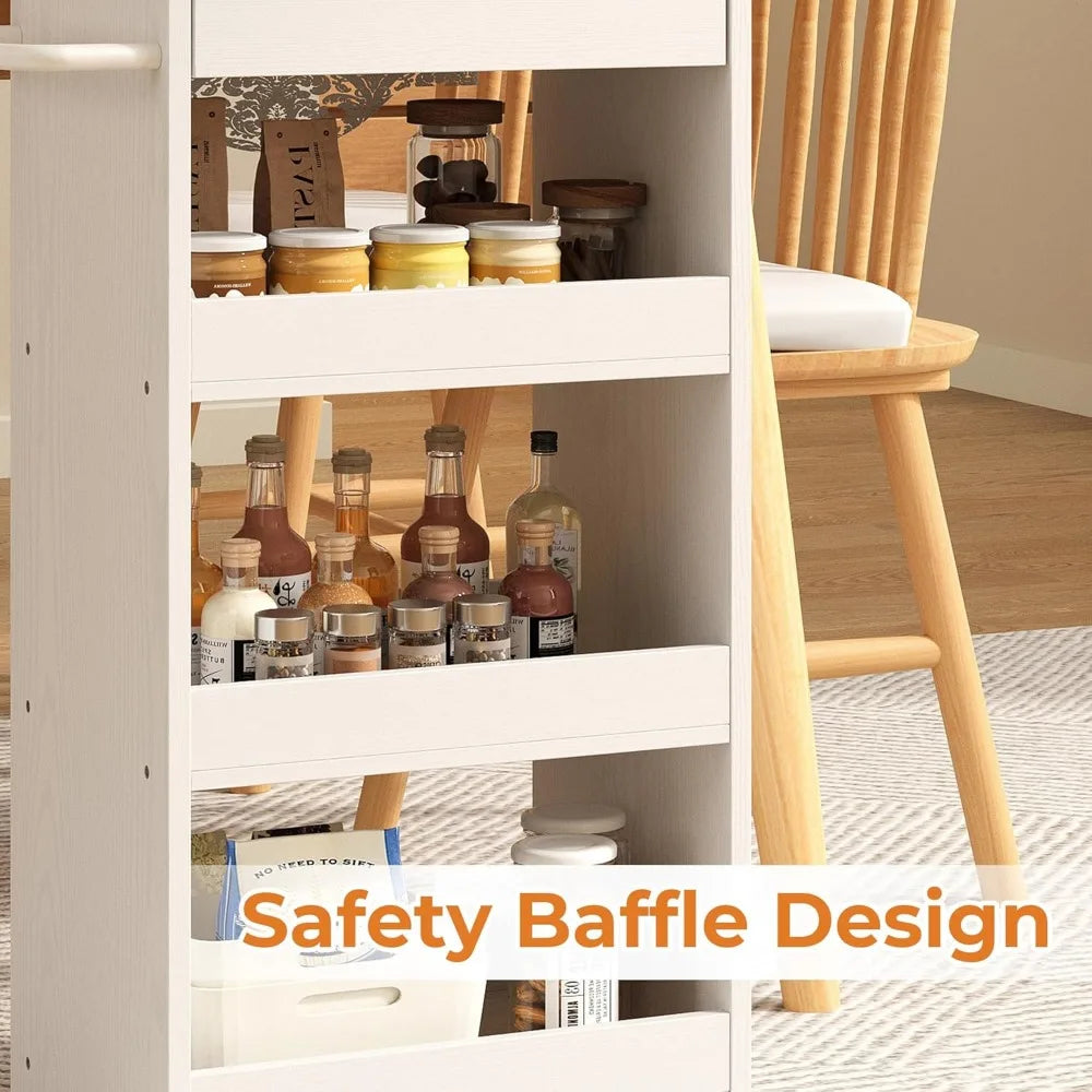 4-Tier Slim Rolling Cart with Drawers & Wheels for Small Spaces