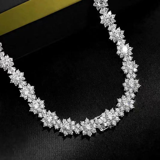 925 Sterling Silver 18K Gold Necklace with Moissanite