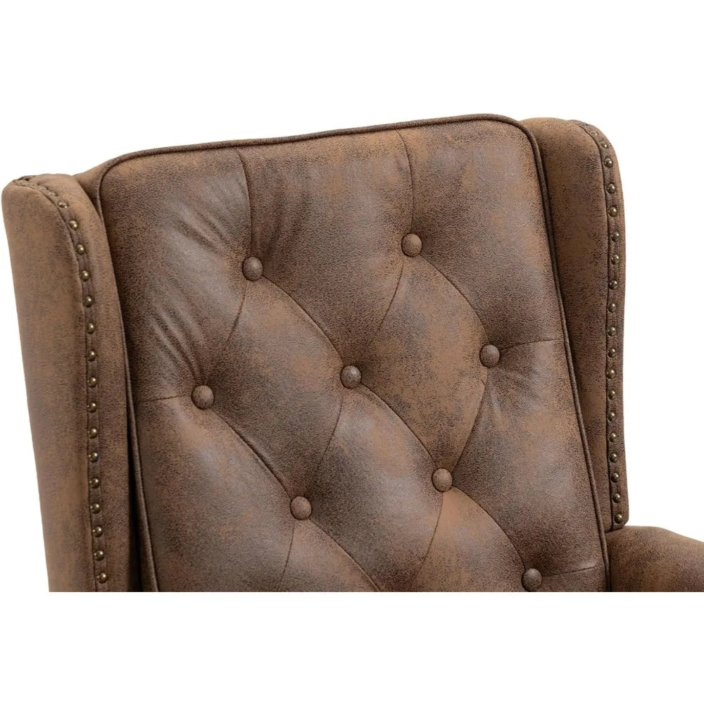 Button Tufted Wing Back Microsuede Accent Chair