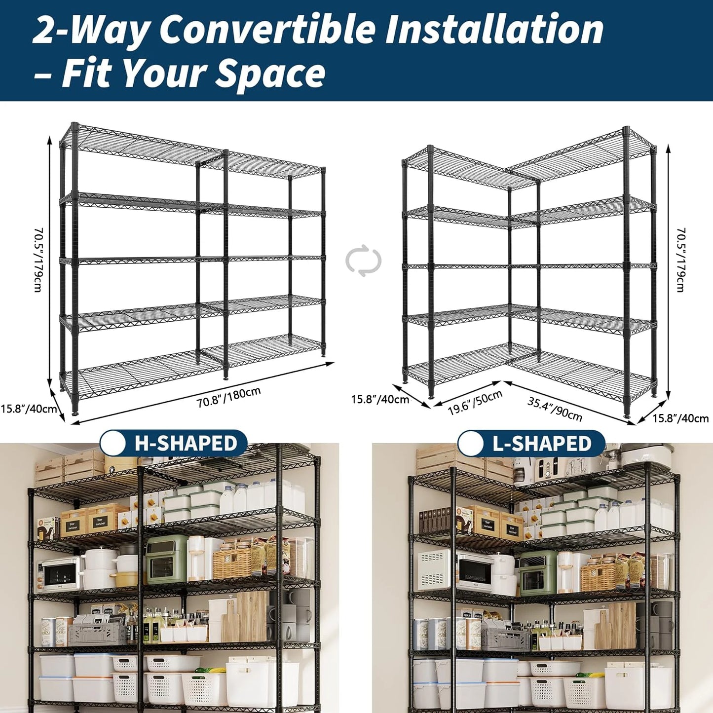 Heavy Duty Metal Pantry Storage Shelves 4 or 5 Tiers