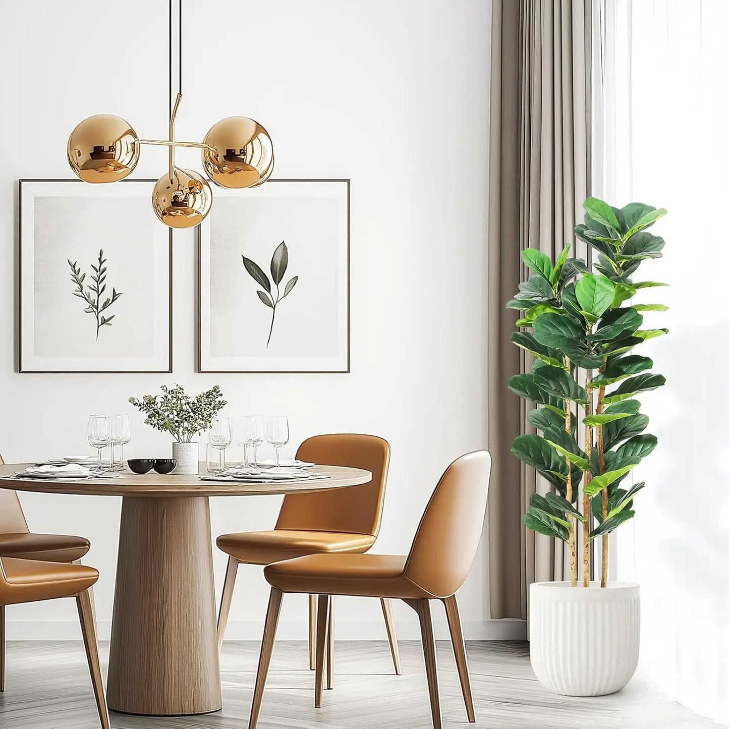 5 or 7FT Artificial Fiddle Leaf Fig Tree with Pot