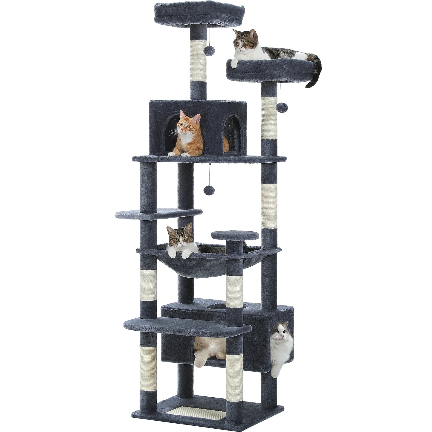 Multi-Level Cat Tower with Scratching Posts, Hammock and Cat Condo