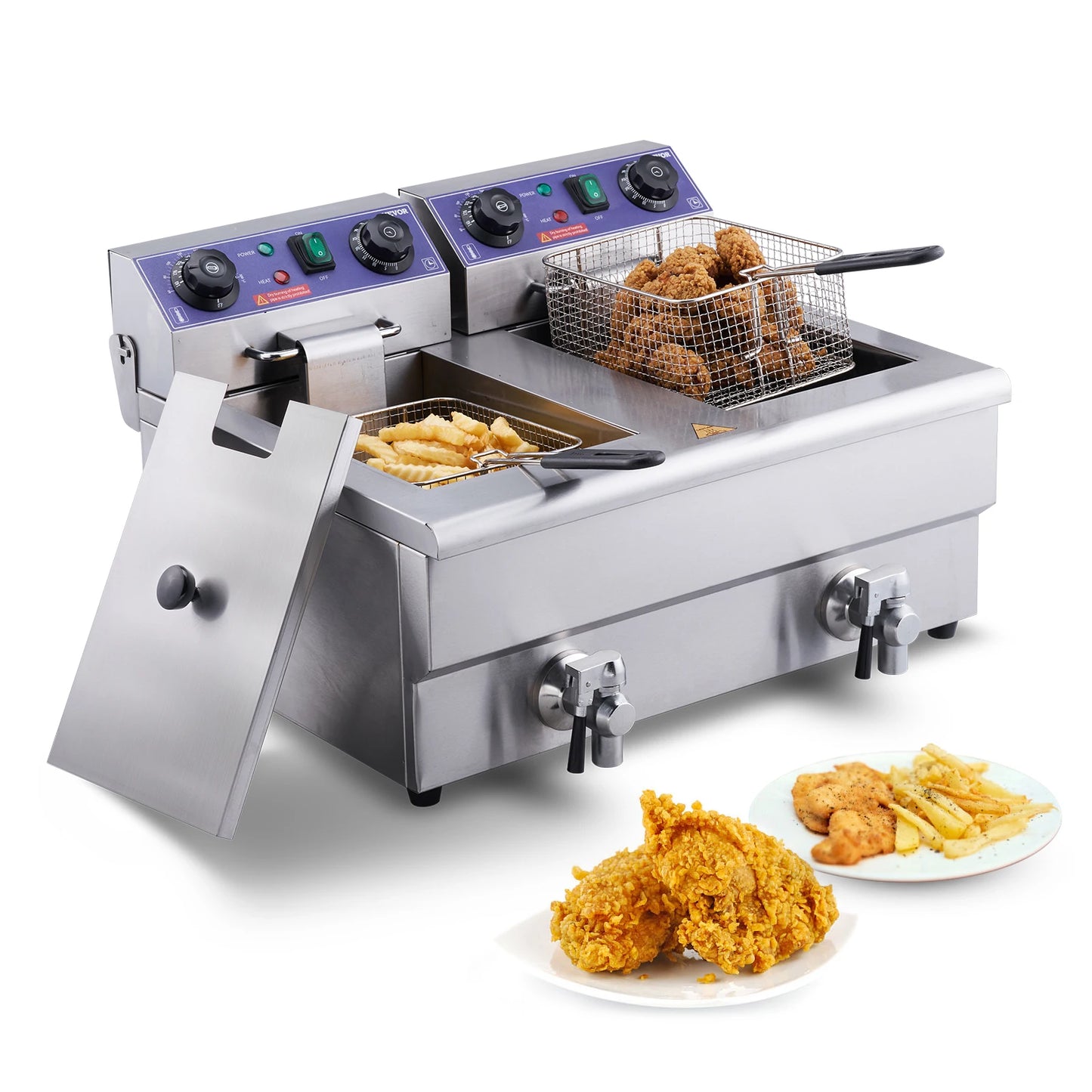 SucceBuy  Electric Deep Fryer w/Dual Removable Tanks