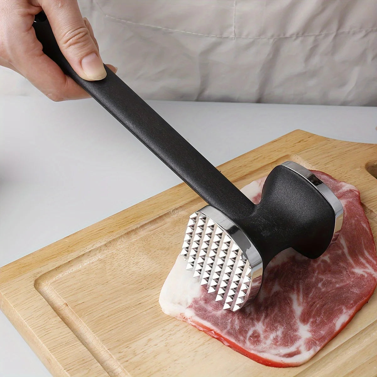 Heavy Duty Kitchen Meat Tenderizer with Rubber Grip,  Head for Effortless Pounding and