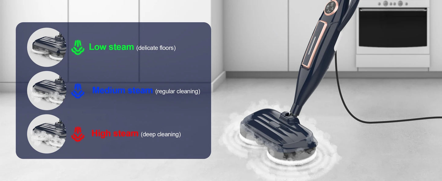 1300W Steam Mop Cleaner with Rotating Mop Pad