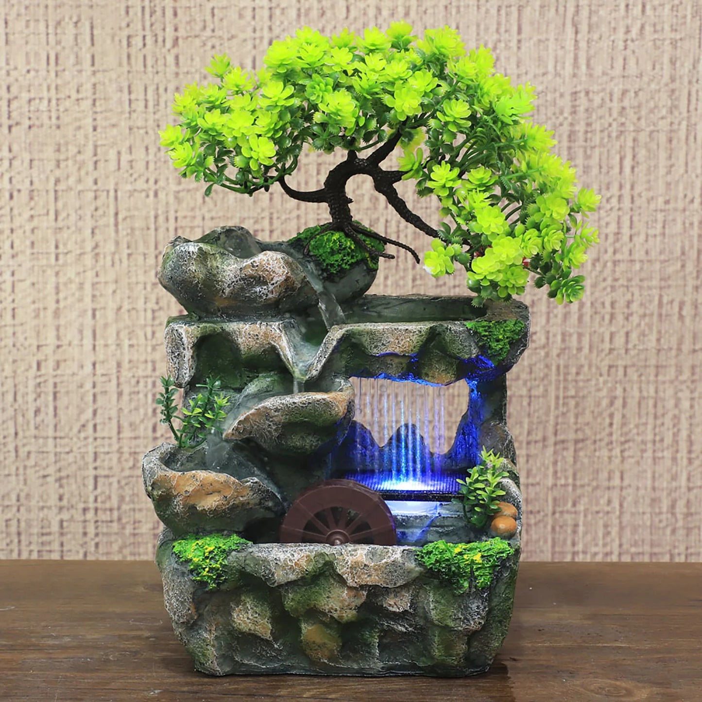 Indoor Water Feature with Color Changing LED Lighting