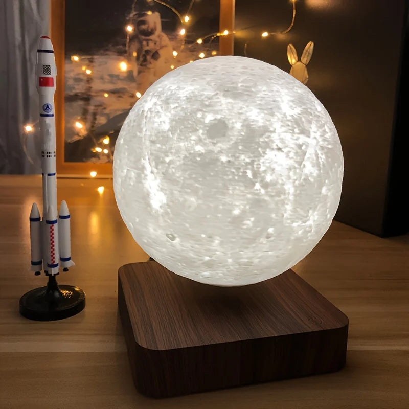 LED Magnetic Floating Moon Lamp with Wooden Base