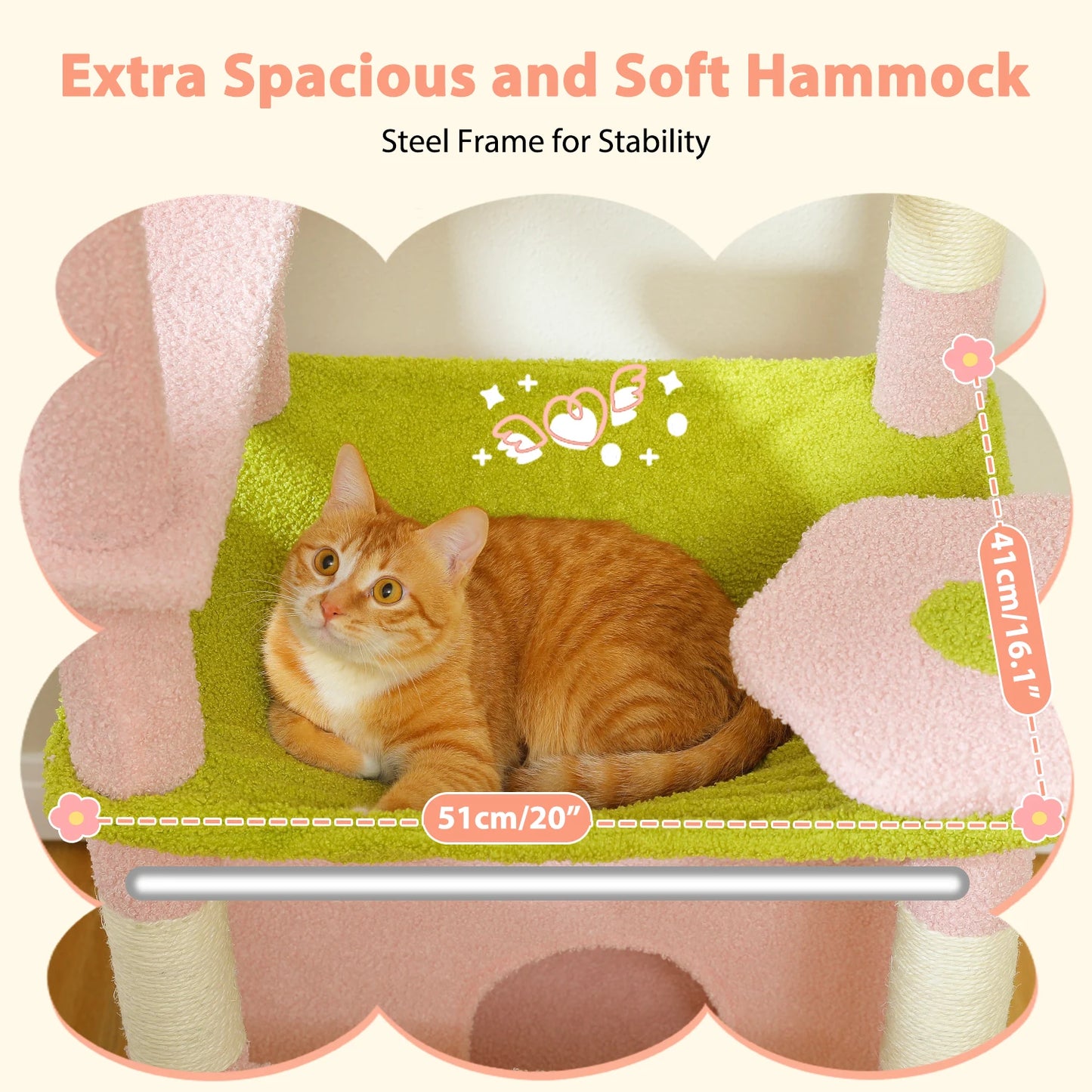 Multi-Level Cat Tower with Scratching Posts, Hammock and Cat Condo
