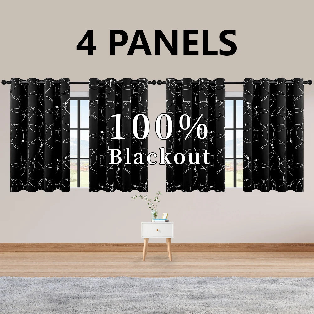 4 Piece Grommet Thermal Blackout Curtains