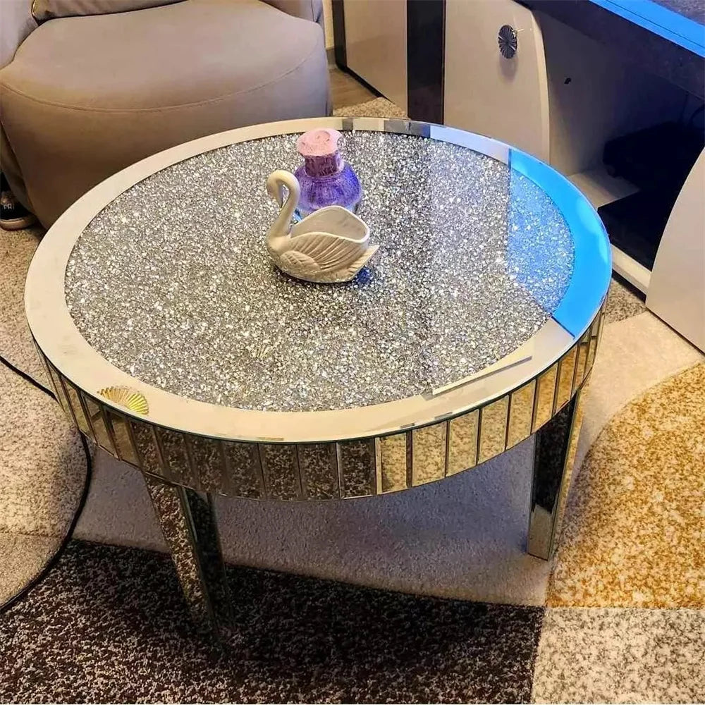 31.5 Inch Round Mirrored Coffee Table