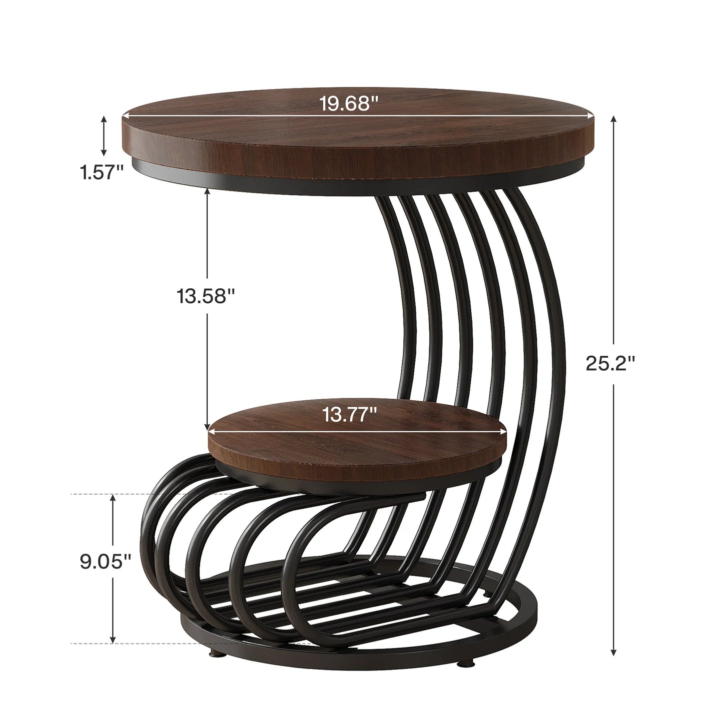 Tribesigns Gold Round End Table: 2 Tiers Faux Marble