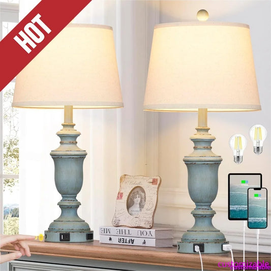 25.6" Coastal Table Lamps Set Of 2