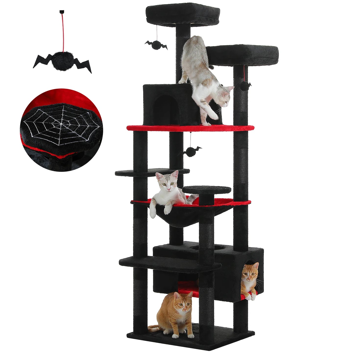 Multi-Level Cat Tower with Scratching Posts, Hammock and Cat Condo