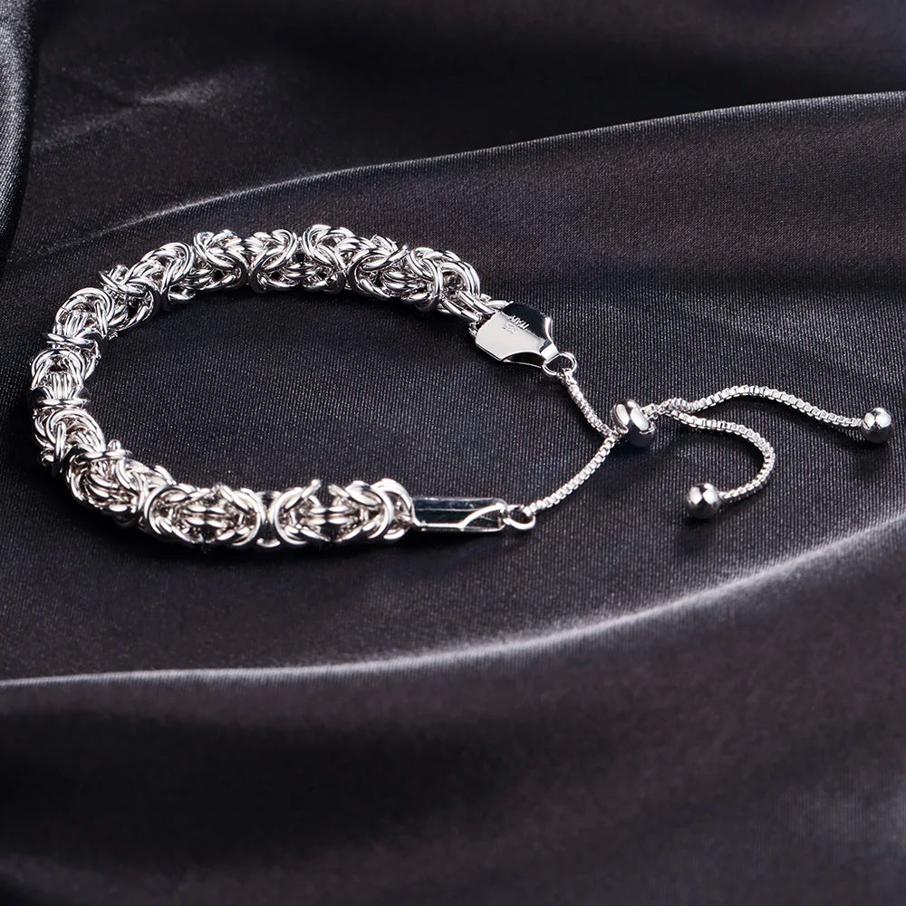 Byzantine Emperor Chain Bracelet 925 Sterling Silver Adjustable