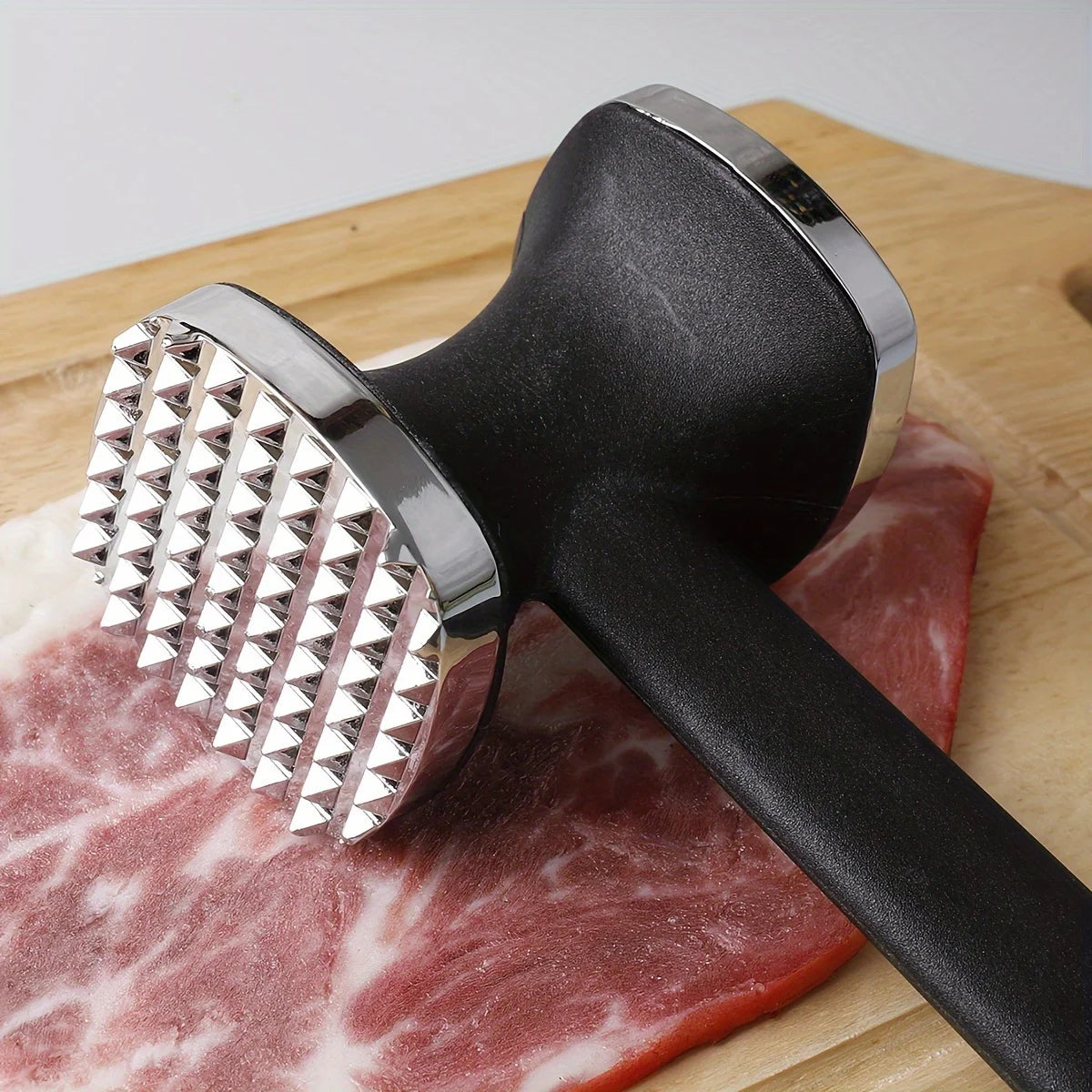 Heavy Duty Kitchen Meat Tenderizer with Rubber Grip,  Head for Effortless Pounding and