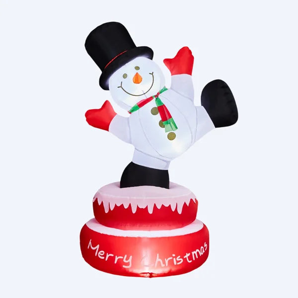 4.8 FT Rotating Inflatable Snowman Decoration with 3 Built-in LED Lights