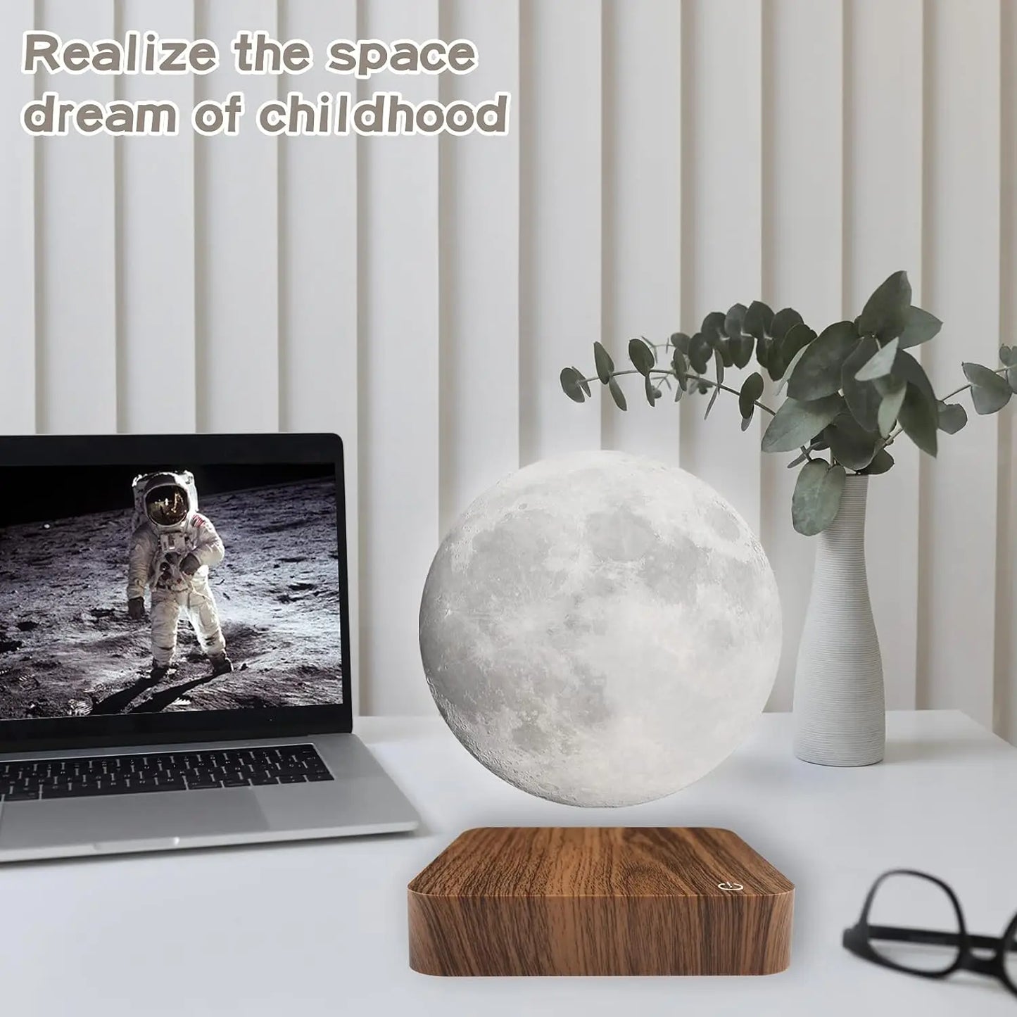 LED Magnetic Floating Moon Lamp with Wooden Base