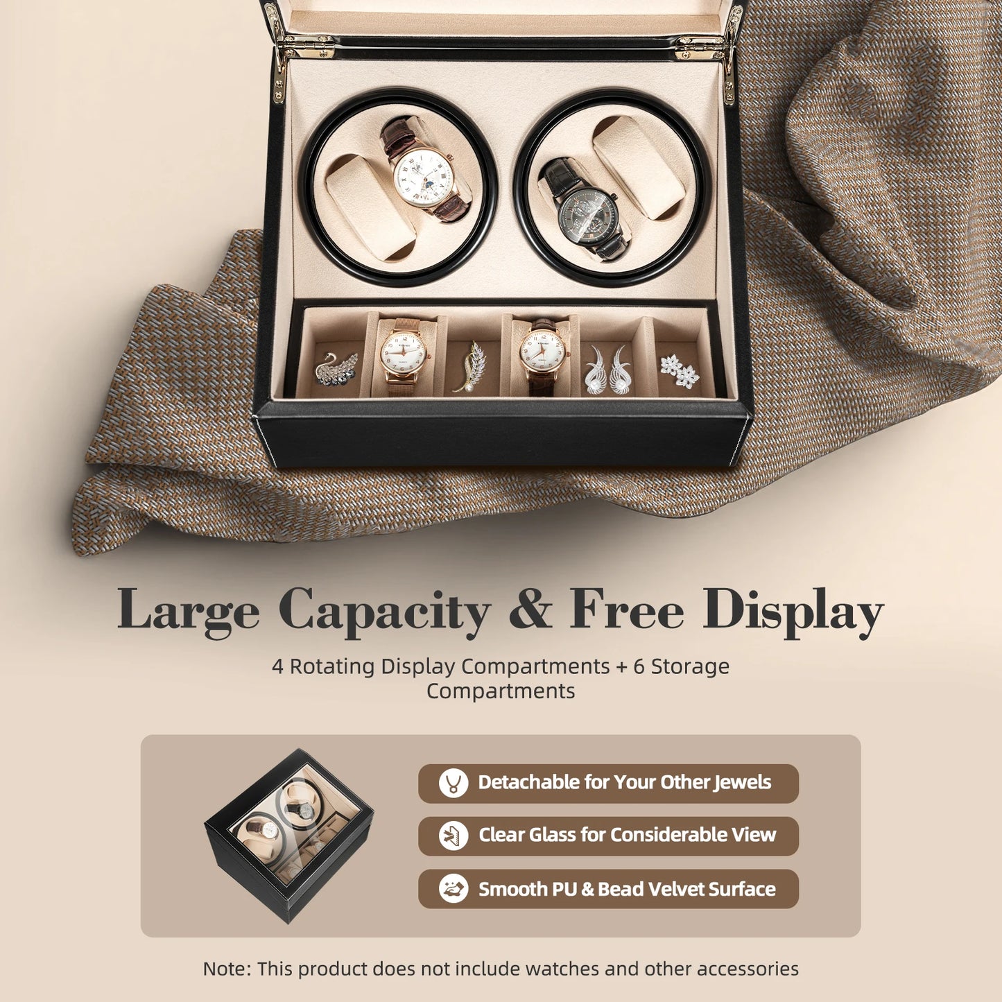 4+6 Watch Winder Simulated Leather